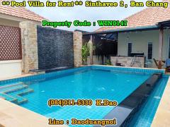 *** Pool Villa for Rent *** Sinthavee Garden 2, Ban Chang +++ Located on Sukhumvit Road. +++