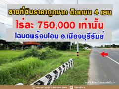 ขายที่ดินเมืองบุรีรัมย์ติดถนน 4 เลน เพียงไร่ละ 750,000 เท่านั้น ทำเลดี ถูกที่สุดในย่านนี้!!