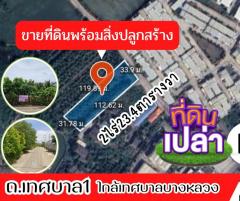 ขาย ที่ดิน ใกล้เทศบาลบางหลวง ที่ดินเปล่าพร้อมสิ่งปลูกสร้าง 2 ไร่ 23.4 ตรว